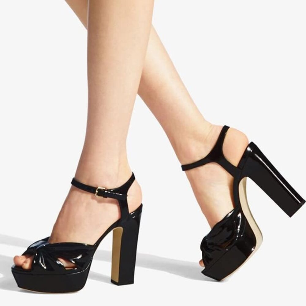 FSJ Women Platform Chunky Block High Heel Sandals Peep Toe Ankle Strap Party Eve